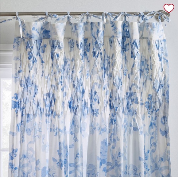 Pottery Barn Teen Blue and White Floral Curtains - Picture 2 of 3